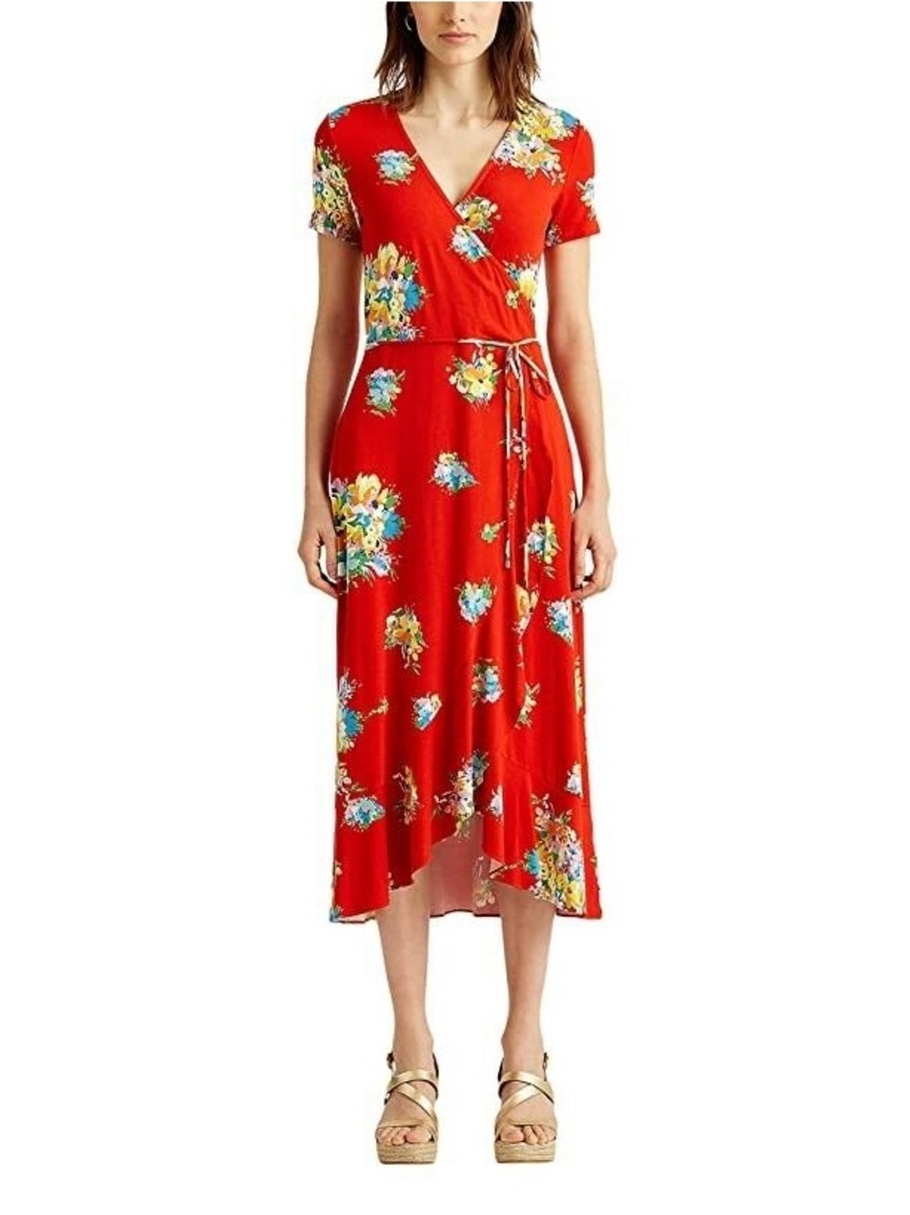 Ralph Lauren Floral Wrap Midi Dress in Relll